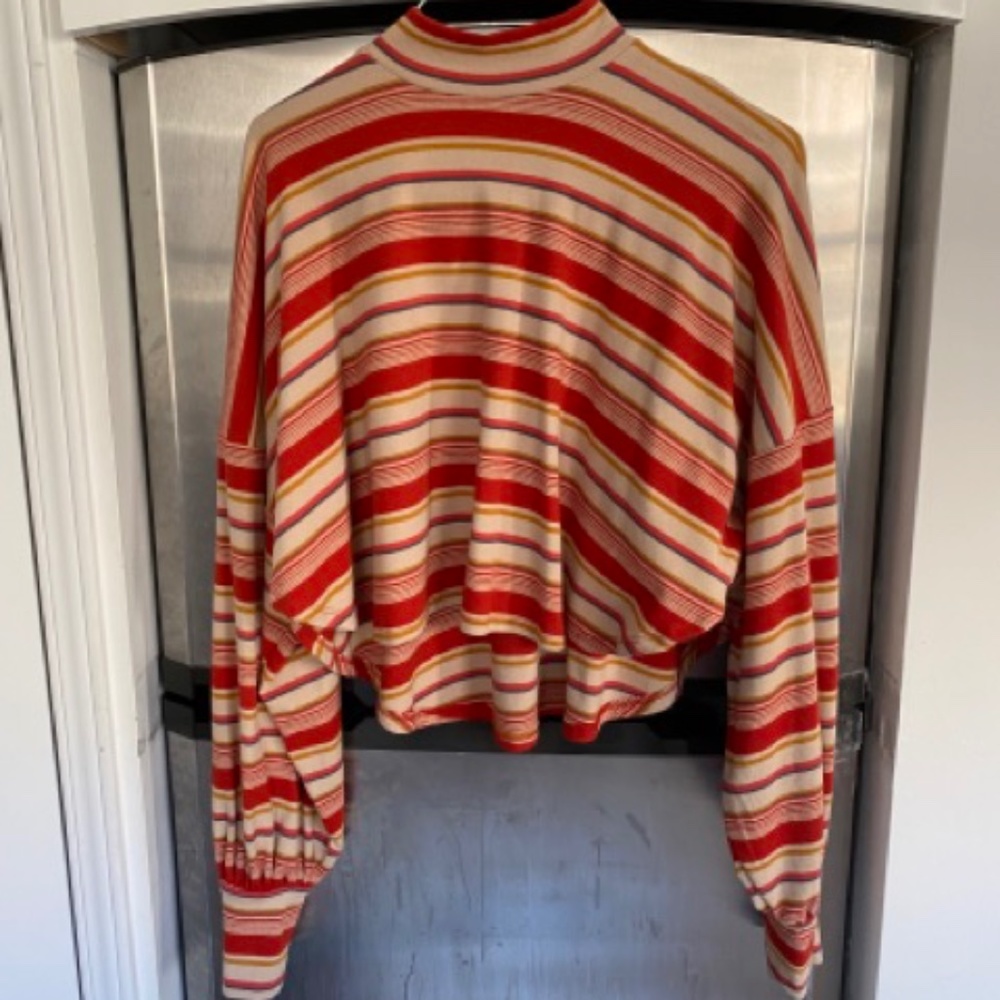Free People Mock Neck Colorful Sweater